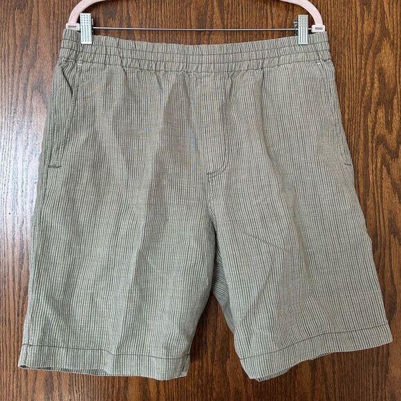 Tommy Bahama Striped Linen Tencel 8" inseam pull on short size L khaki shorts - Picture 1 of 6